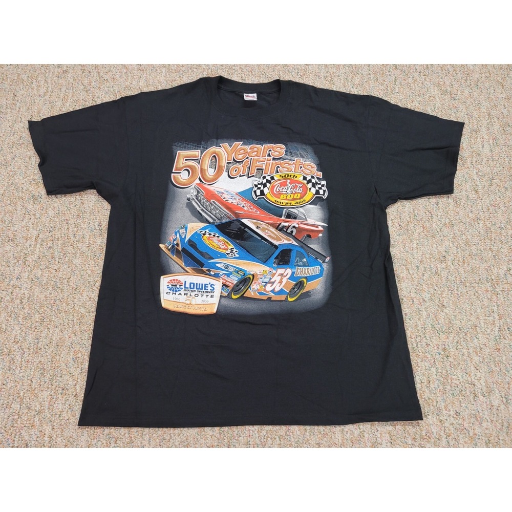 2009 Coca-Cola 600 Shirt Mens 2XL Black NASCAR 50th Anniversary Racing Y2K